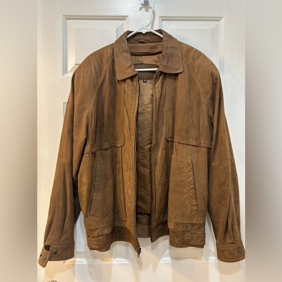 Midwest International Genuine Leather Bomber Jacket Zip In Thermolite Liner 44 - Picture 1 of 11